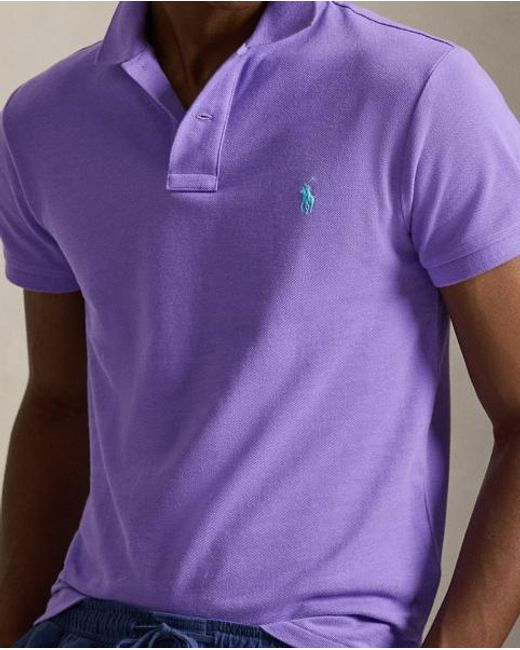 Polo Ralph Lauren Purple Custom Slim Fit Mesh Polo for men