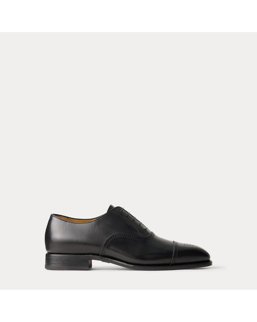 Ralph Lauren Black Denver Calfskin Cap-Toe Shoe for men