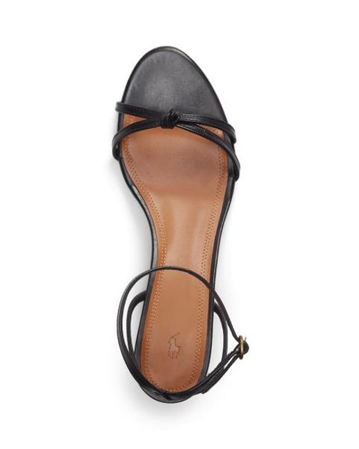 Polo Ralph Lauren Leather Kitten-Heel Sandal in Black | Lyst UK