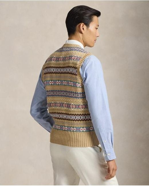Polo Ralph Lauren Gray Fair Isle Cotton-Wool Sleeveless Jumper for men
