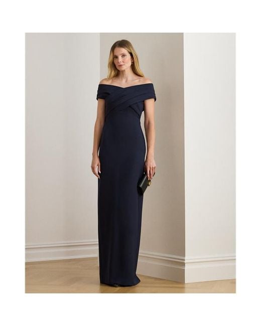 Ralph Lauren Blue Ralph Lauren Crepe Off-The-Shoulder Gown