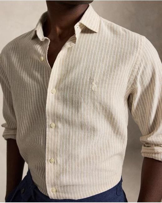 Polo Ralph Lauren Natural Custom Fit Striped Seersucker Shirt for men