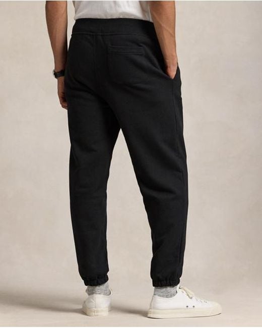 Polo Ralph Lauren Black Relaxed Fit Logo Fleece Tracksuit Bottom for men