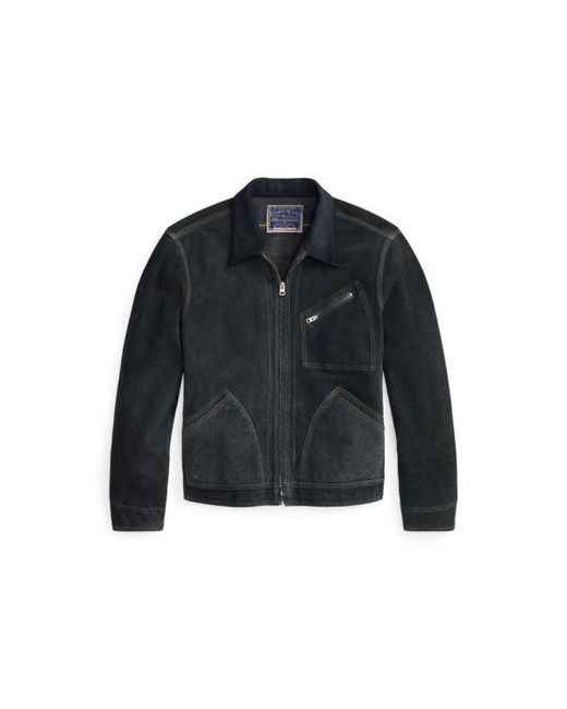 Ralph Lauren Blue Roughout Suede Jacket for men
