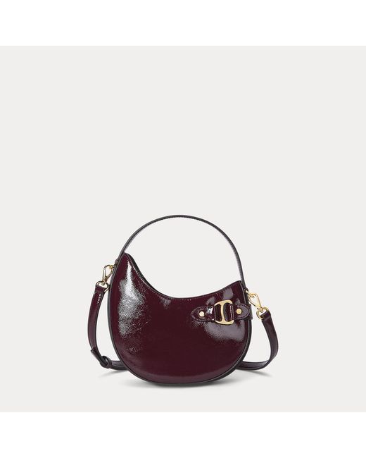 Ralph Lauren Blue Patent Leather Small Tasha Crossbody Bag