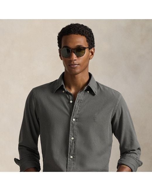 Polo Ralph Lauren Gray Custom Fit Textured Dobby Shirt for men
