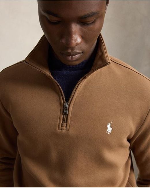 Polo Ralph Lauren Brown Double-Knit Quarter-Zip Pullover for men