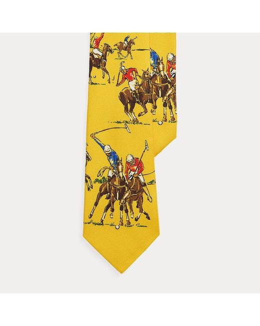 Polo Ralph Lauren Yellow Equestrian-Print Silk Tie for men