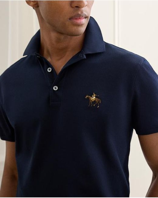 Ralph Lauren Black Custom Slim Fit Piqué Polo Shirt for men