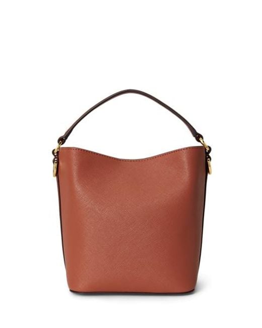 Ralph Lauren Purple Crosshatch Small Reese Bucket Bag