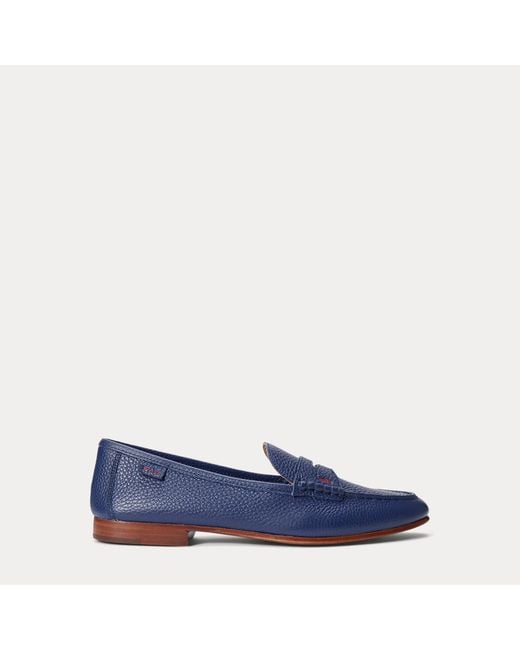 Polo Ralph Lauren Blue Pebbled Leather Penny Loafer