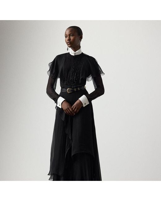 Robe De Soirée Emala Mousseline De Soie Ralph Lauren en coloris Black