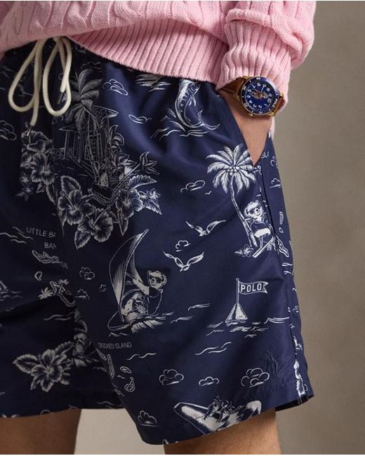 Polo Ralph Lauren Blue Traveller Classic Polo Bear Swim Shorts for men
