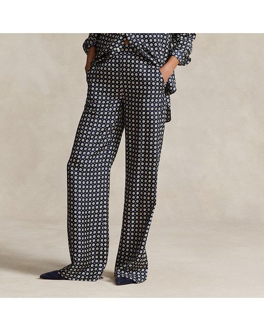 Polo Ralph Lauren Black Geo-motif Silk Wide-leg Trouser