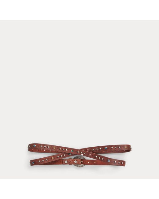 RRL Red Tooled Leather Double-Wrap Belt