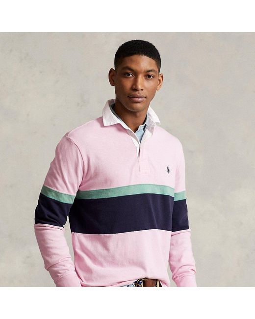 Ralph Lauren Rubber The Iconic Rugby Shirt in Pink for Men Lyst