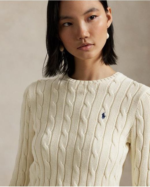 Polo Ralph Lauren Natural Cable Wool-Cashmere Crewneck Sweater