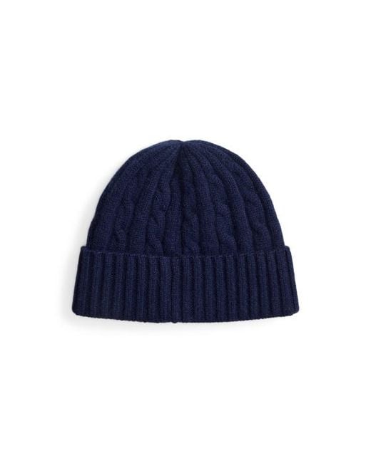 Polo Ralph Lauren Blue Ralph Lauren Cable-Knit Cashmere Beanie for men