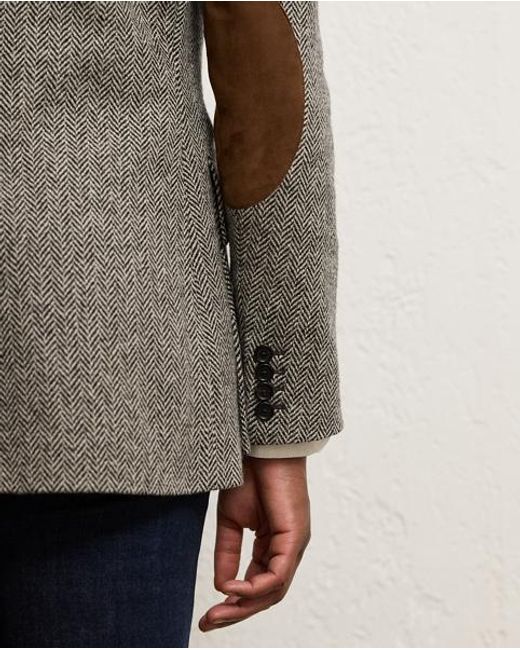 Ralph Lauren Gray Preston Ii Herringbone Tweed Jacket