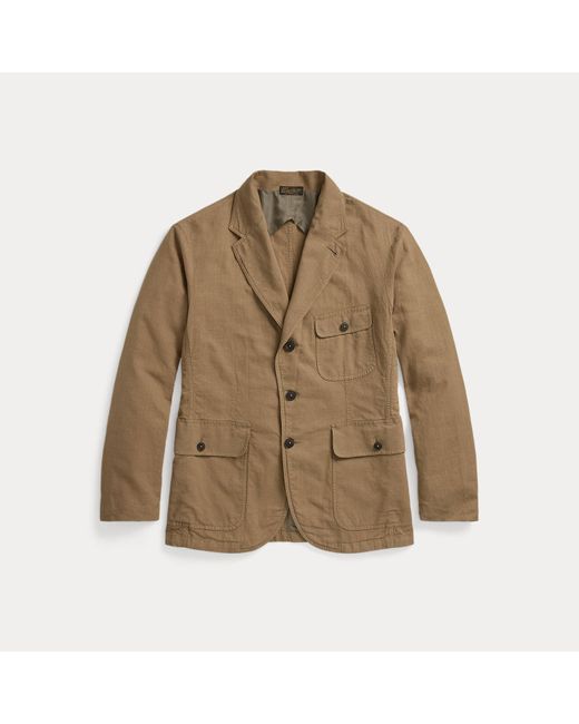 RRL Brown Unconstructed Cotton-Linen Sport Coat for men