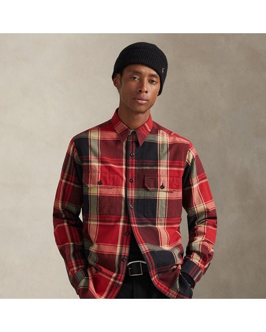 Polo Ralph Lauren Men's Red Classic Fit Plaid Oxford Workshirt