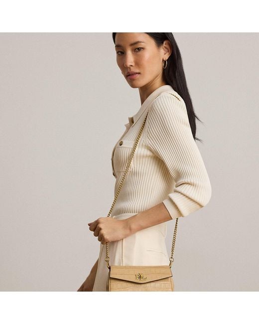 Ralph Lauren Natural Embossed Turn-Lock Wristlet Crossbody