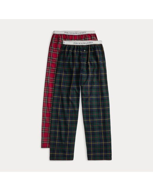 Polo Ralph Lauren Green 2Er-Set Karierte Flanell-Pyjamahosen