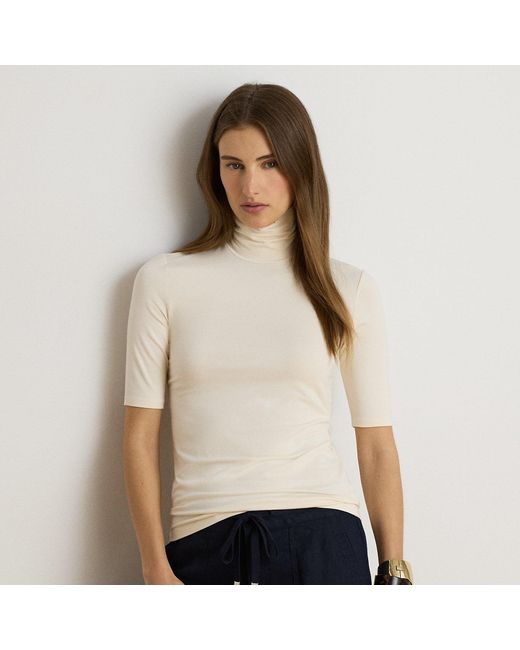 Ralph Lauren White Stretch Jersey Roll Neck