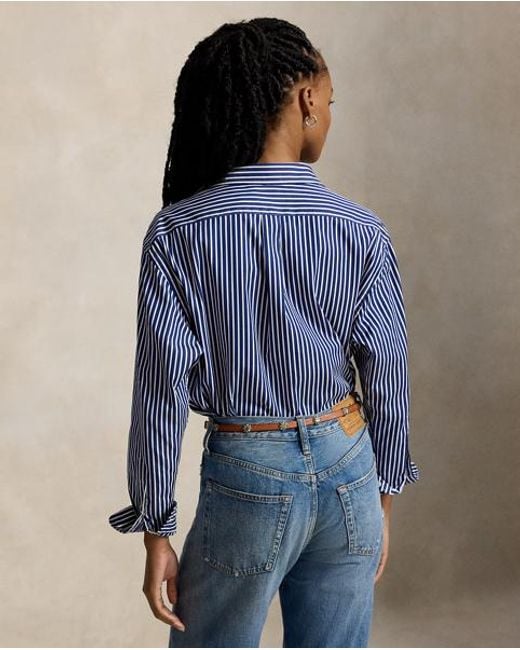 Polo Ralph Lauren Blue Cropped Boxy Fit Cotton Shirt