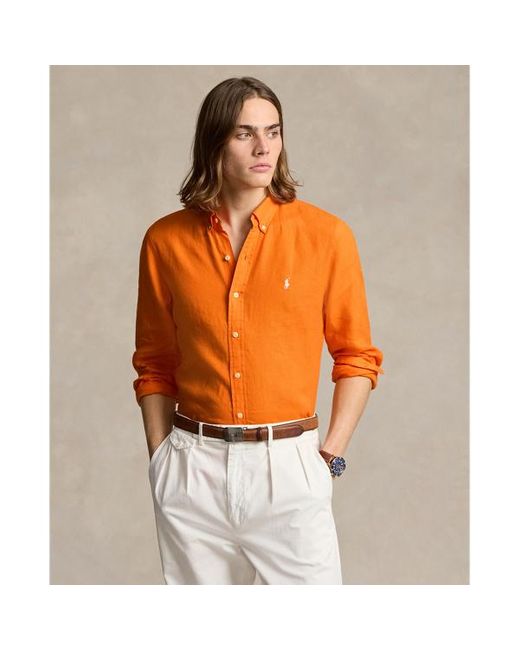 Polo Ralph Lauren Slim Fit Linnen Overhemd in het Orange voor heren