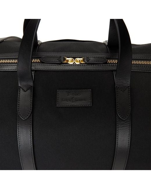Polo Ralph Lauren Black Leather-trim Canvas Duffel - Size One Size for men