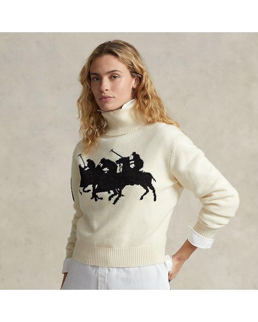 Ralph Lauren Natural Triple-pony Wool-blend Sweater