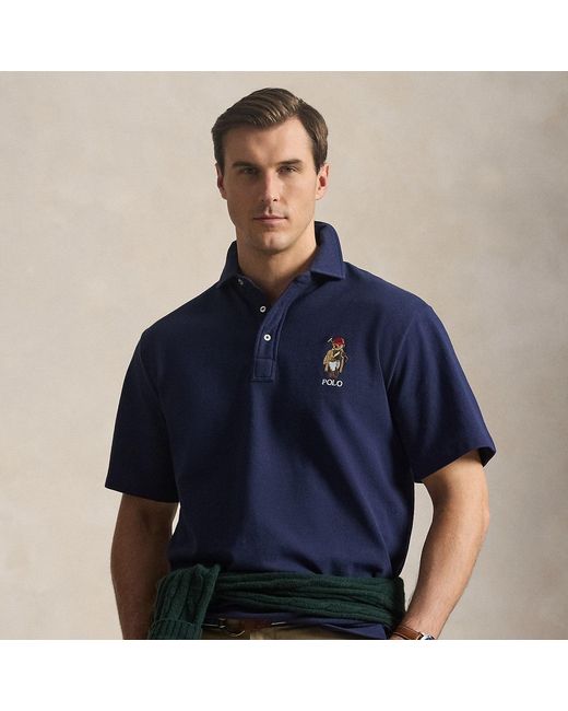 Ralph Lauren Blue Polo Bear Mesh Polo Shirt for men