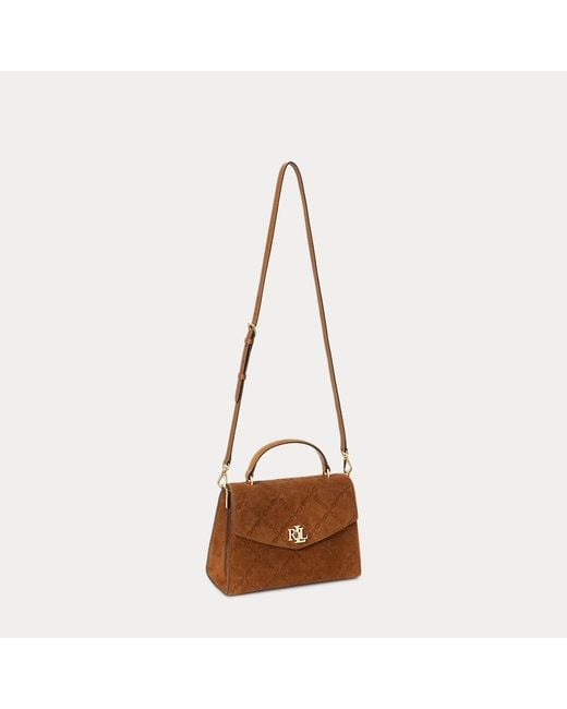 Sacoche Farrah Moyenne En Daim Gaufré Ralph Lauren en coloris Brown