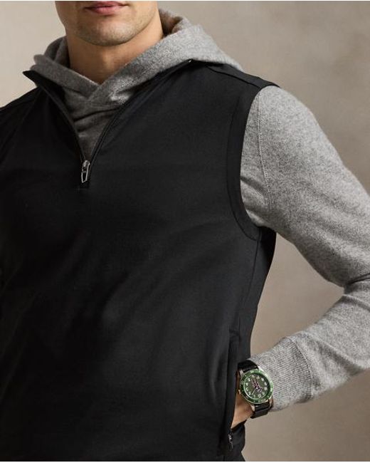 Ralph Lauren Black Stretch Jersey Quarter-Zip Gilet for men