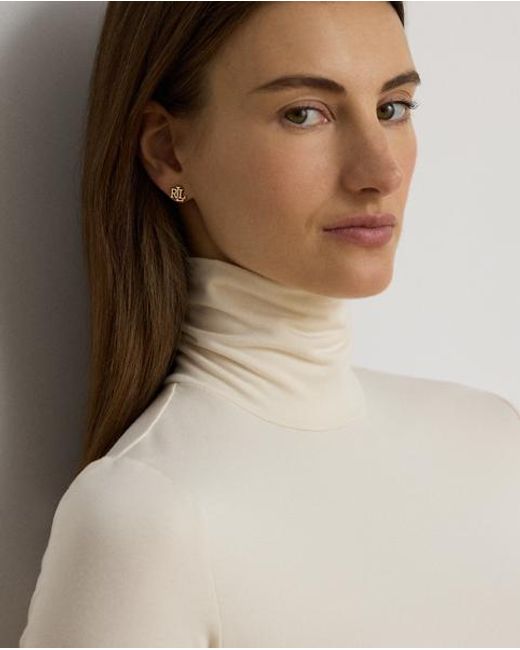 Ralph Lauren White Stretch Jersey Roll Neck