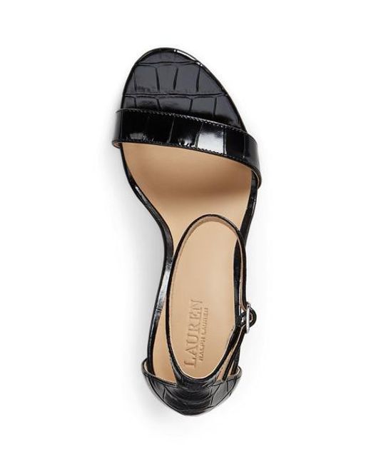 Ralph Lauren Black Ledersandale Allie Mit Krokoprägung
