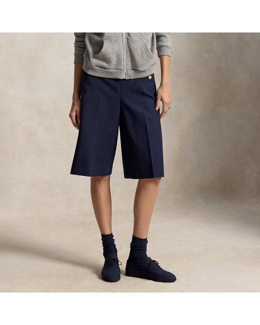 Polo Ralph Lauren Blue Beaton Cotton-Wool Culotte Trouser