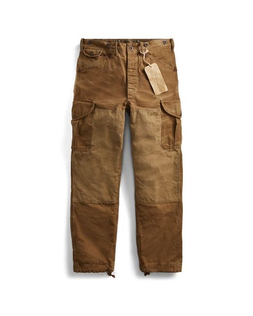 RRL Brown Cotton Canvas Cargo Trouser for men