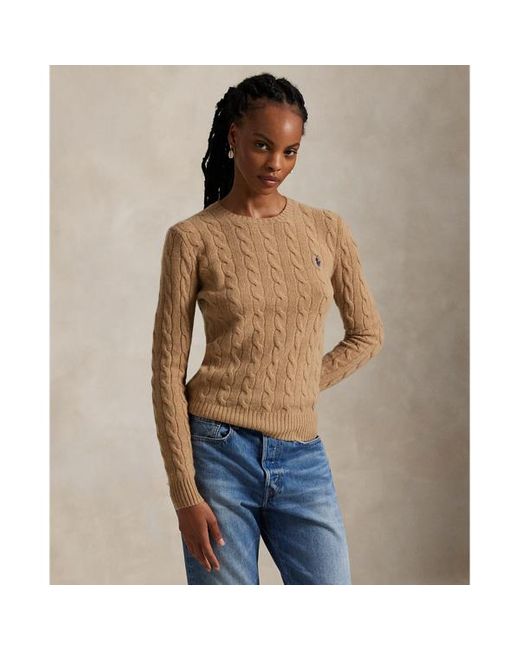 Girocollo in lana e cashmere a trecce di Polo Ralph Lauren in Natural