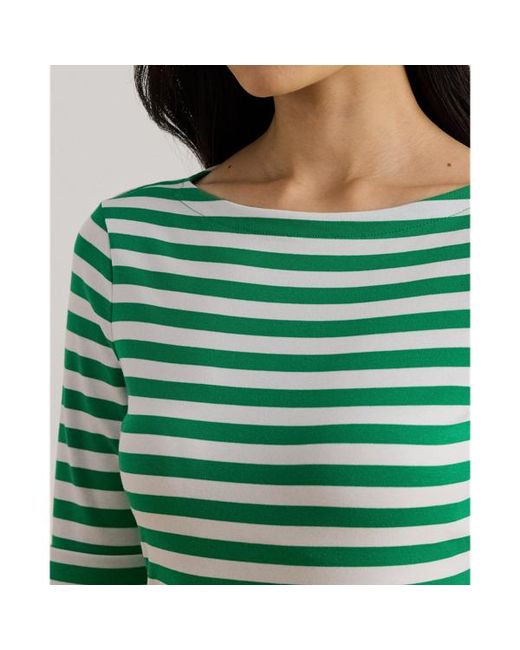 Maglietta a righe con scollo a barchetta di Ralph Lauren in Green