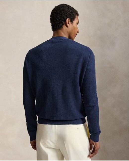 Polo Ralph Lauren Blue Relaxed Fit Linen Cardigan for men