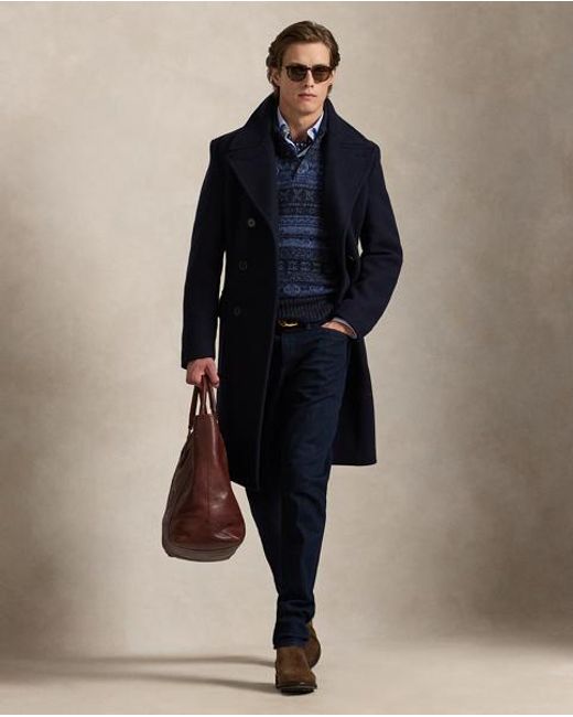 Polo Ralph Lauren Blue Fair Isle Wool And Linen-Blend Polo Sweater for men