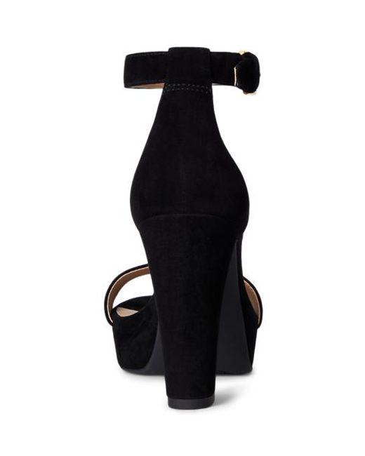 Ralph Lauren Black Plateausandale Sylvia Aus Wildleder