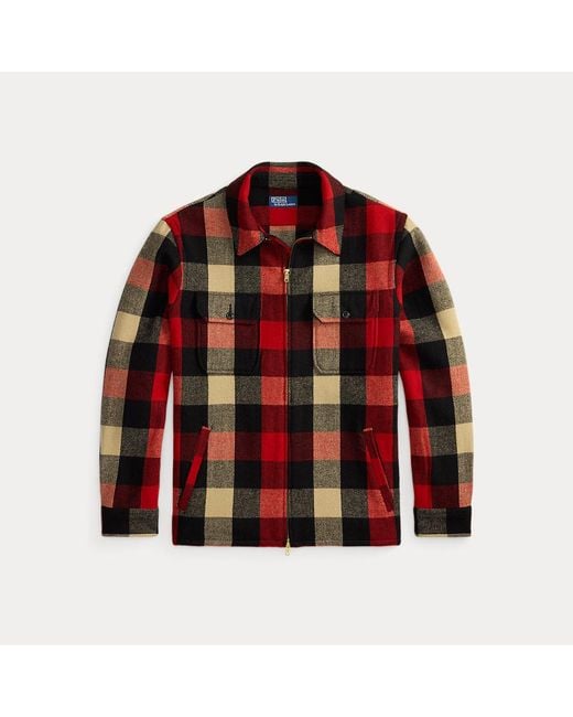 Polo Ralph Lauren Classic Fit Geruit Overshirt Van Wolmix in het Red voor heren