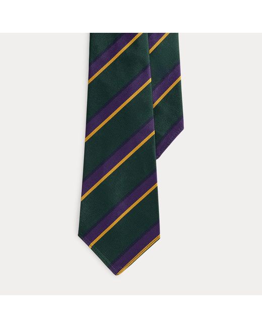 Ralph Lauren Green Vintage-Inspired Striped Silk Tie for men