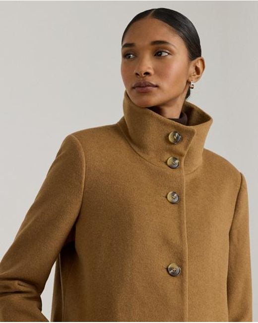 Ralph Lauren Natural Mantel Aus Wollmischung Mit Tunnelkragen