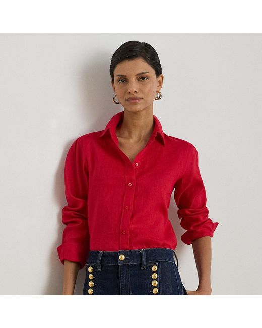 Ralph Lauren Red Relaxed Fit Linen Shirt