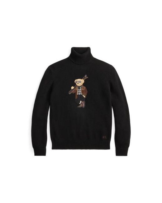 Ralph Lauren Black Polo Bear Cashmere Roll Neck Jumper for men