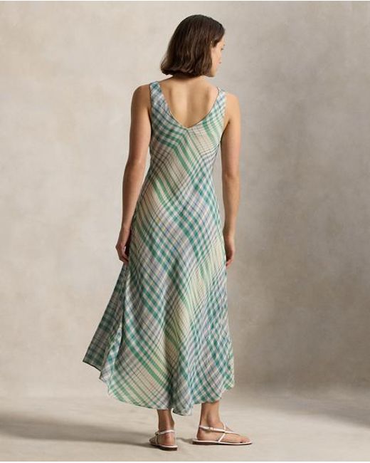 Polo Ralph Lauren Green Plaid Panelled Sleeveless Dress